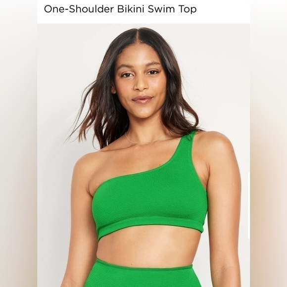 Old Navy-One shoulder swim bikini top‎ NWT in Black size Medium - Picture 4 of 8